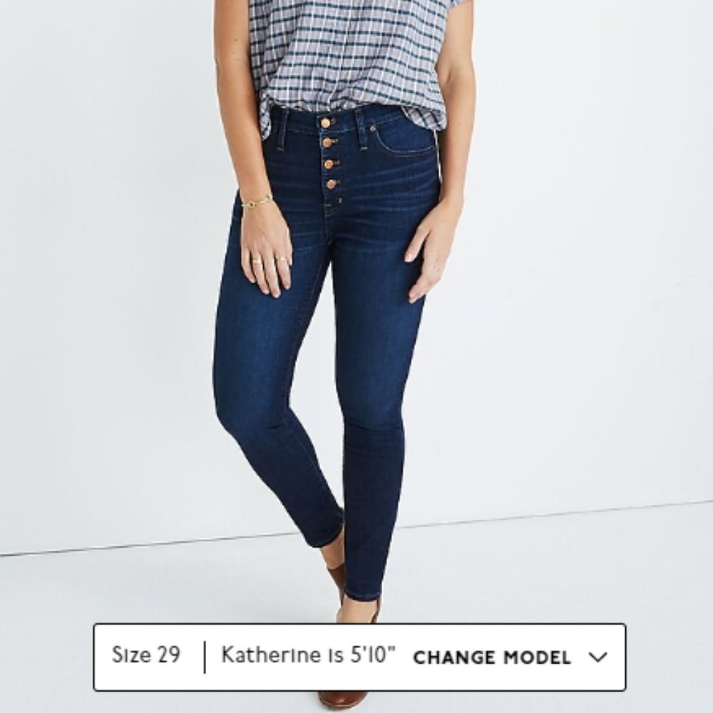 Madewell 9" Mid-Rise Skinny Jeans in Hayes Wash: Button-Front Edition - Size 29T